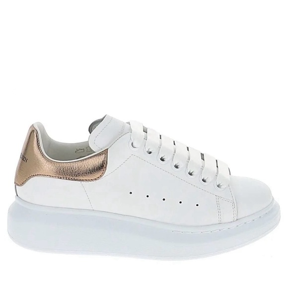 Alexander McQueen White and Rose Gold Platform Sneakers - Picture 6 of 6